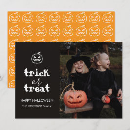 Tarjeta Festiva Foto moderna de Halloween para familia de truco o 