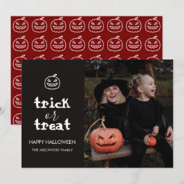 Tarjeta Festiva Foto moderna de Halloween para familia en noche de