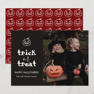 Tarjeta Festiva Foto moderna de Halloween para familia en noche de