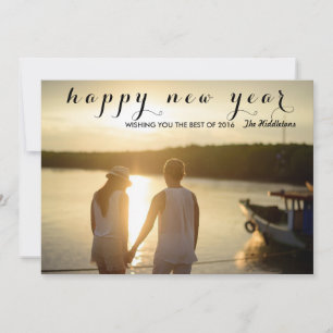 Tarjeta Festiva Foto moderna de la escritura de la Feliz Año Nuevo