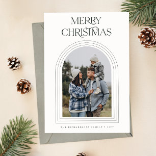 Tarjeta Festiva Foto moderna de la familia Boho Arch Merry Christm