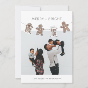 Tarjeta Festiva Foto Moderna de la Familia con Galletas de Jengibr