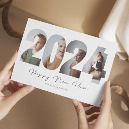 Tarjeta Festiva Foto moderna de la familia de Año Nuevo Minimalist