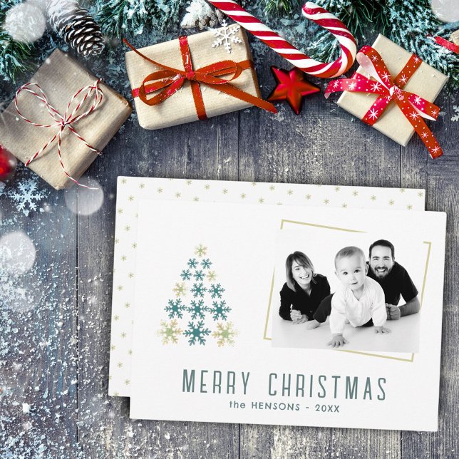 Tarjeta Festiva Foto moderna de la familia de árboles navideños co (Subido por el creador)
