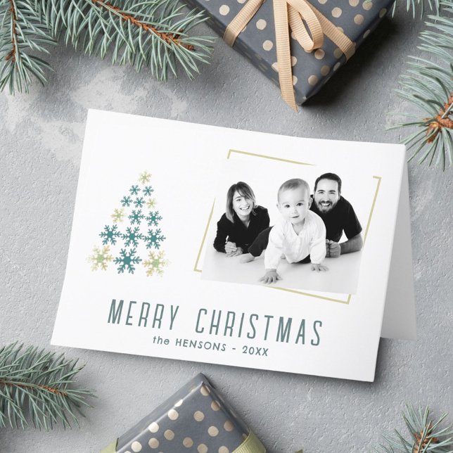 Tarjeta Festiva Foto moderna de la familia de árboles navideños co (Subido por el creador)