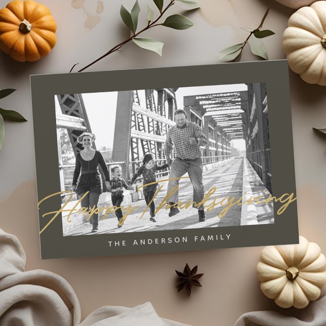 Tarjeta Festiva Foto moderna de la familia feliz de Acción de Grac (Subido por el creador)