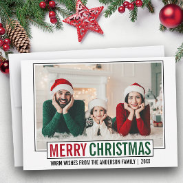 Tarjeta Festiva Foto moderna de la familia navideña Merry