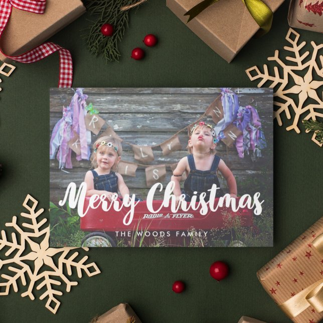 Tarjeta Festiva Foto moderna de la familia navideña Merry (Subido por el creador)