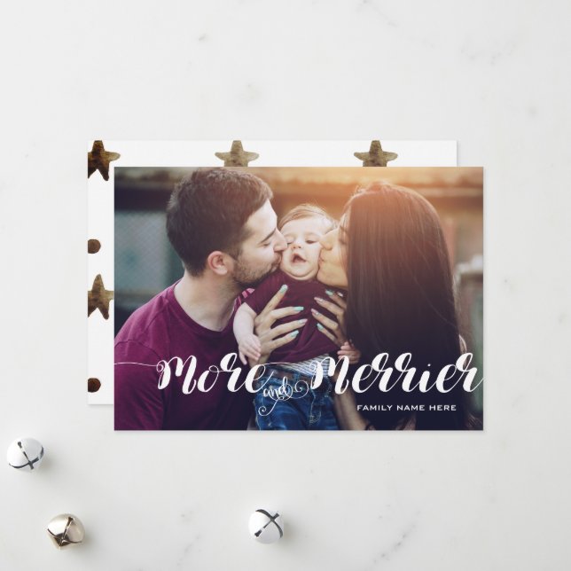 Tarjeta Festiva Foto moderna de Más y Felices (Anverso/Reverso In Situ)