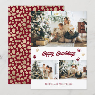 Tarjeta Festiva Foto moderna de oro rojo Happy Howlidays Card