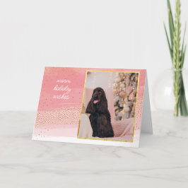 Tarjeta Festiva Foto moderna de vacaciones en rosa y oro