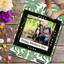 Foto moderna del día de la madre con flores y perr
