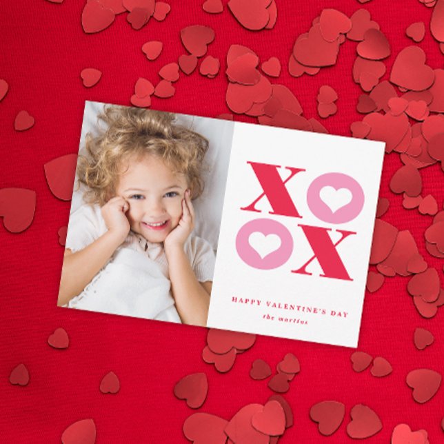 Tarjeta Festiva Foto moderna del El día de San Valentín XOXO (Subido por el creador)