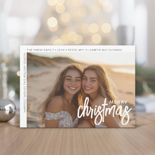 Tarjeta Festiva Foto Moderna - Desplazamiento de Borde Blanco Míni