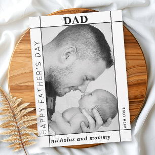 Tarjeta Festiva Foto moderna en blanco y negro del Día del Padre