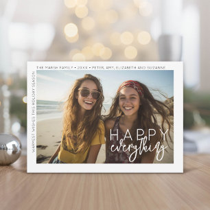 Tarjeta Festiva Foto Moderna Feliz Todo Minimal Blanco Borde
