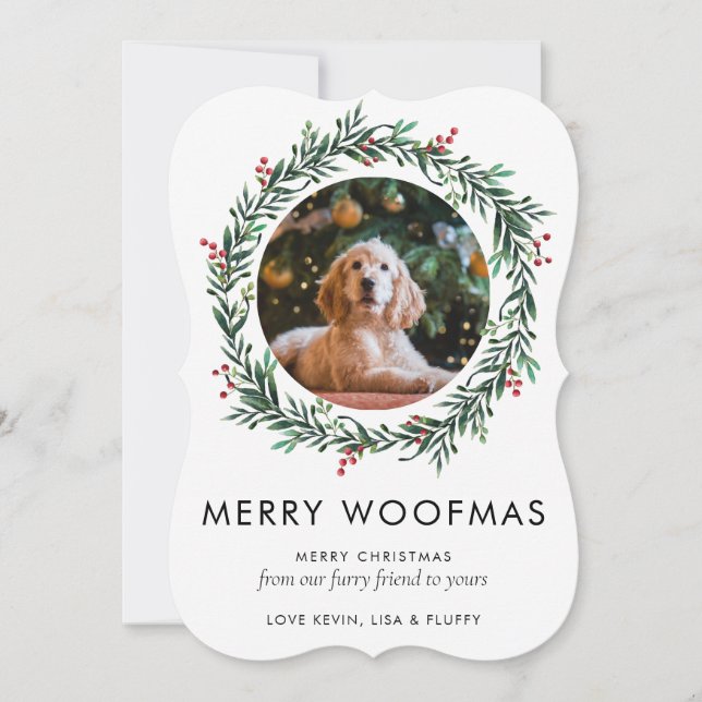 Tarjeta Festiva Foto moderna Fotos merry Navidades de Woofmas (Anverso)