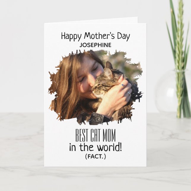 Tarjeta Festiva Foto moderna mejor mamá gata (hecho) | Día de la M (Anverso)