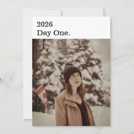 Tarjeta Festiva Foto moderna Minimalista de Año Nuevo blanco negro