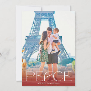TARJETA FESTIVA FOTO MODERNA SUPERPUESTA BLANCA Y ROJA PAZ