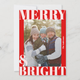 Tarjeta Festiva Foto moderna y alegre en rojo y blanco intenso