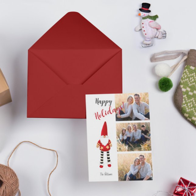 Tarjeta Festiva Foto múltiple con Santa ilustrada (Subido por el creador)