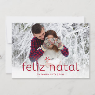 Tarjeta Festiva Foto natal simple y de la diversión del rojo el  