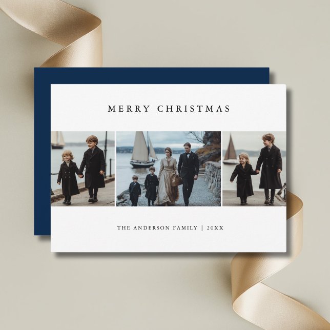 Tarjeta Festiva Foto náutica azul de Navidades familiares (Subido por el creador)