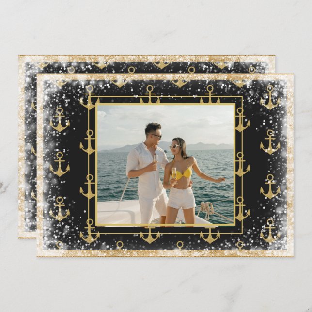 Tarjeta Festiva Foto Nautical Modern (Anverso / Reverso)