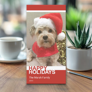 Tarjeta Festiva Foto: Navidades blancos rojos en bloque de color m