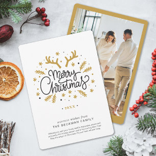 Tarjeta Festiva Foto: Navidades de renos navideños de Feliz