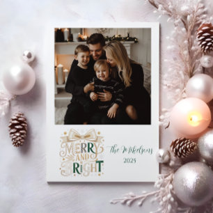 Tarjeta Festiva Foto Navidades Elegantes Alegre y Brillante