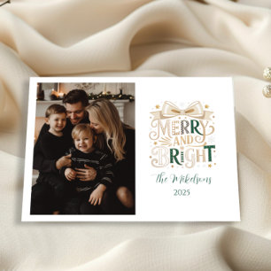 Tarjeta Festiva Foto Navidades Elegantes Alegre y Brillante