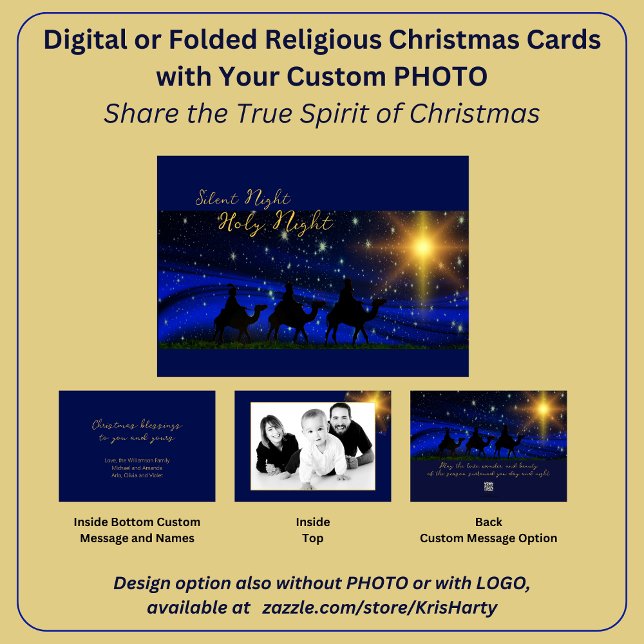 Tarjeta Festiva FOTO Navidades religiosos: Bendición elegante (Share the true Spirit of Christmas with loved ones and share your family photo in stunning style.)