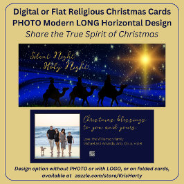Tarjeta Festiva FOTO Navidades religiosos carta horizontal larga