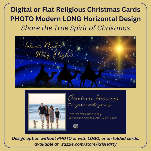 Tarjeta Festiva FOTO Navidades religiosos carta horizontal larga (Send the true Spirit of Christmas to family and friends along with the year's favorite family photo.)