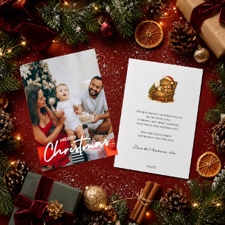 Tarjeta Festiva Foto Navideña Acogedora Capybara Retro Chocolate C