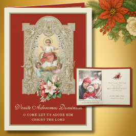 Tarjeta Festiva Foto navideña católica vintage tradicional