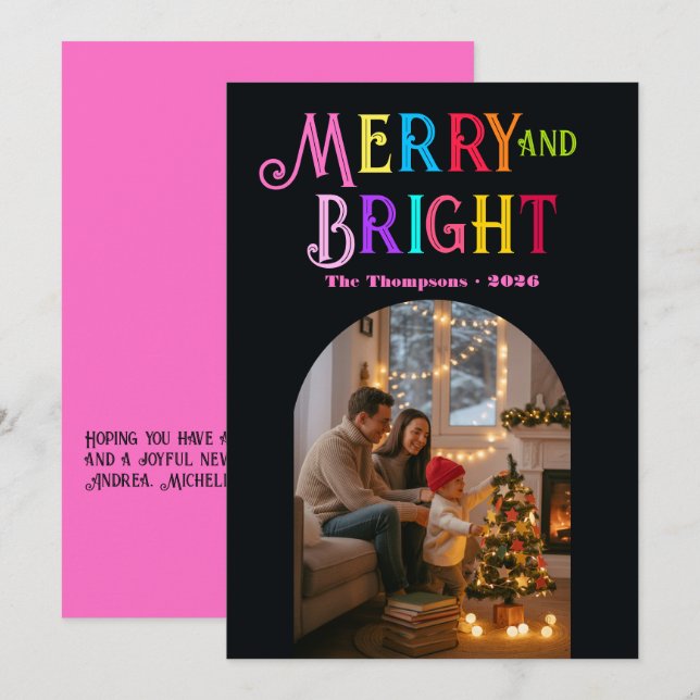 Tarjeta Festiva Foto navideña colorida y alegre (Anverso / Reverso)