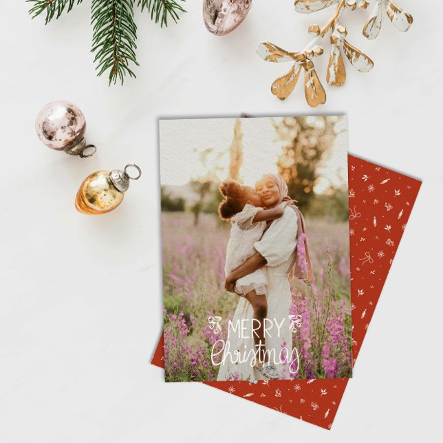 Tarjeta Festiva Foto navideña con letras de mano moderna (Subido por el creador)