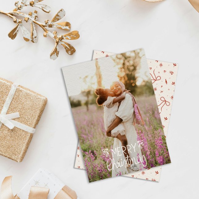 Tarjeta Festiva Foto navideña con letras de mano moderna (Subido por el creador)