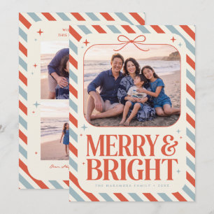 Tarjeta Festiva Foto navideña de correo aéreo Alegre y Brillante