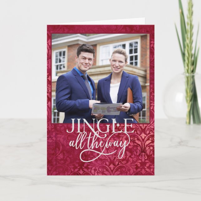 Tarjeta Festiva Foto navideña de Jingle All The Way Business (Anverso)