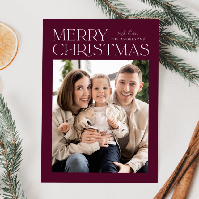 Tarjeta Festiva Foto navideña del vino moderno Merry (Subido por el creador)