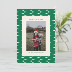 Tarjeta Festiva Foto Navideña Festiva Retro con Líneas Onduladas V