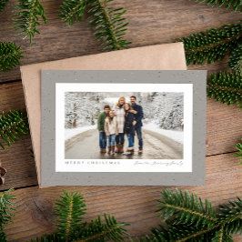 Tarjeta Festiva Foto navideña gris neutral simple con speckle
