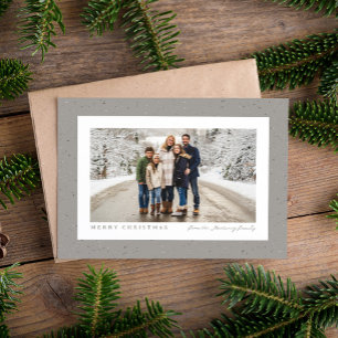 Tarjeta Festiva Foto navideña gris neutral simple con speckle