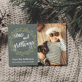 Tarjeta Festiva Foto navideña náutica de mares y saludos