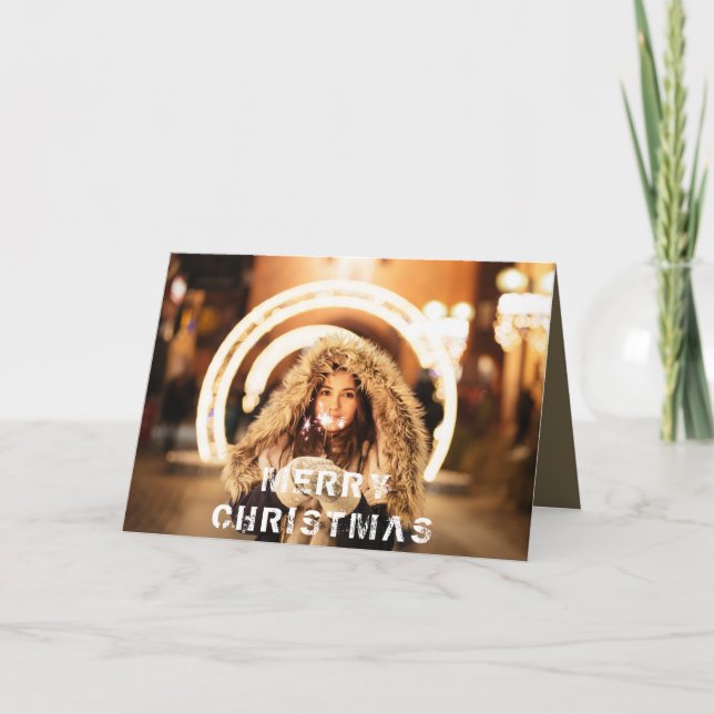 Tarjeta Festiva Foto Navideña Personalizable Moderna de las Fiesta (Anverso)