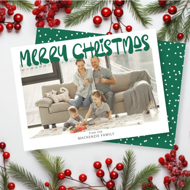 Tarjeta Festiva Foto navideña personalizada (Merry Christmas Photo Personalized Holiday Card by Ricaso. Fun bold and colorful holiday cards)